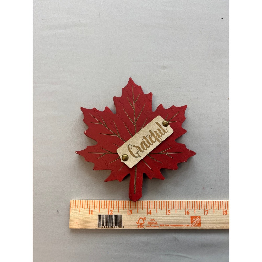 Greenbrier International Red Wood Maple Leaf Grateful Tabletop Decor Fall Autumn